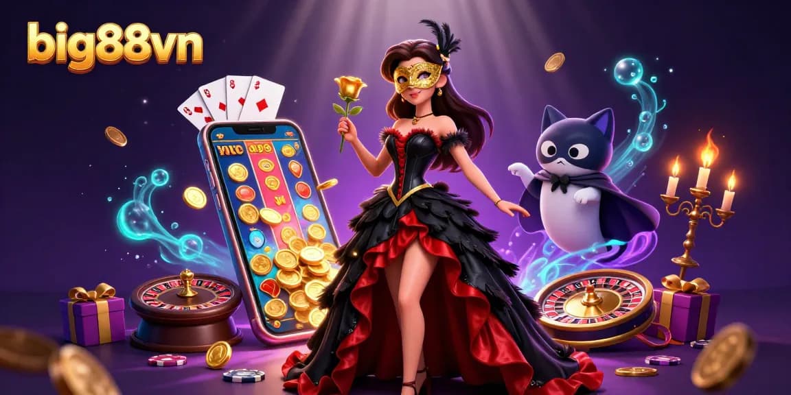 Experience thrilling slots action at big88vn with vibrant 3D visuals and gaming elements.
