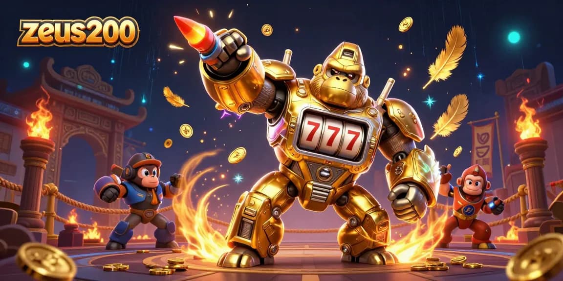 Menangkan permainan slot dengan zeus200 dalam ilustrasi kasino 3D yang penuh warna dan eksplosif