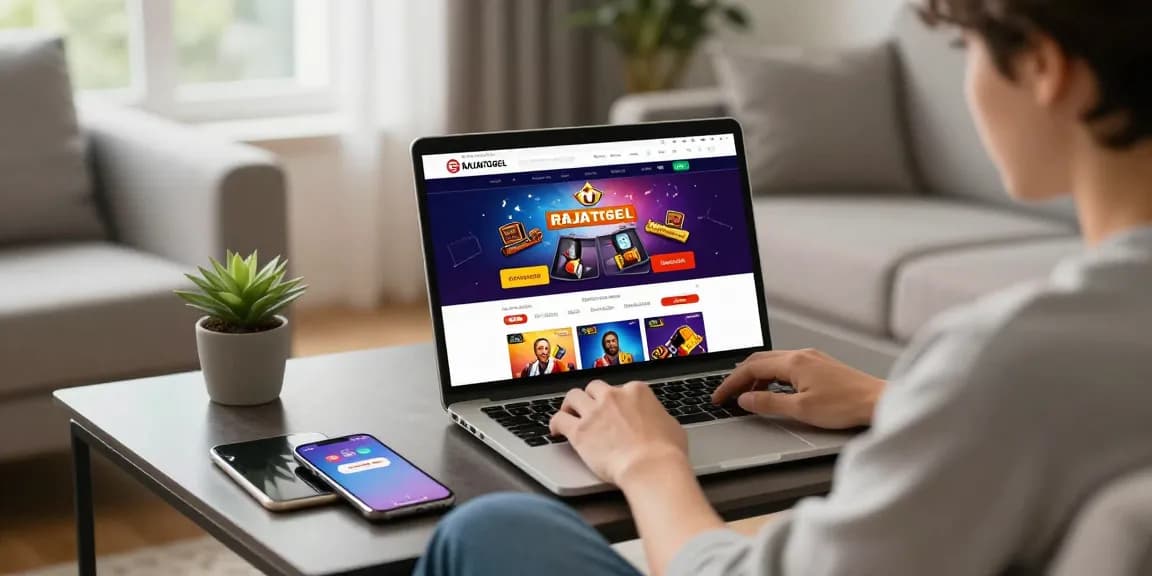 Pengguna RAJATOGEL menikmati portal togel online dengan nyaman di ruang tamu modern.