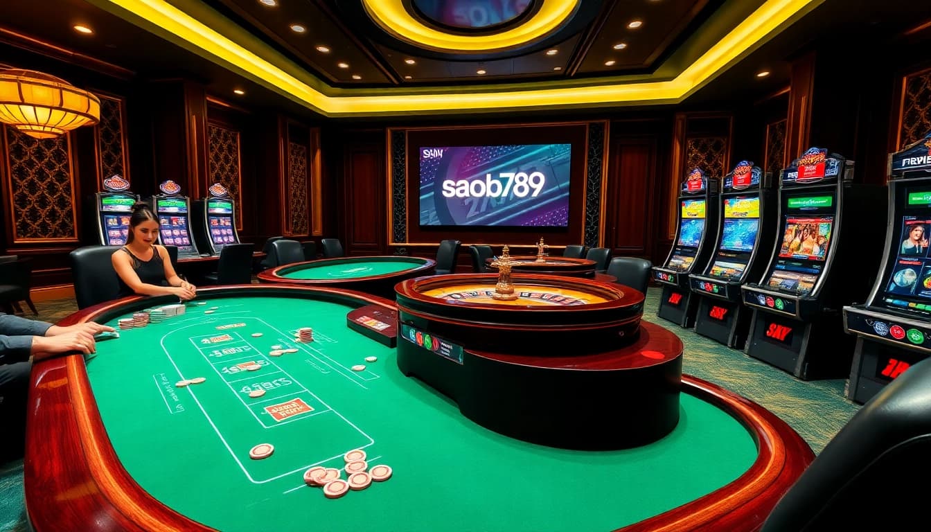 Sao789 offers an engaging online gaming experience with vibrant casino visuals, highlighting excitement and strategy.