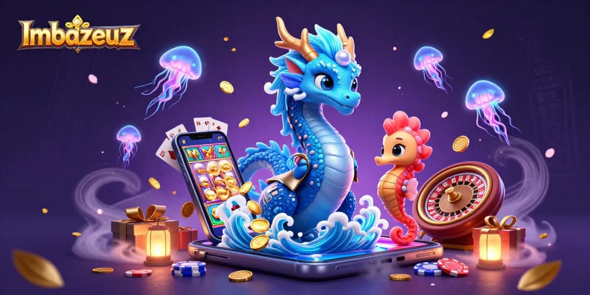 Memenangkan permainan slot online di Imbazeuz dengan keajaiban naga biru dan koin emas yang berkilauan.