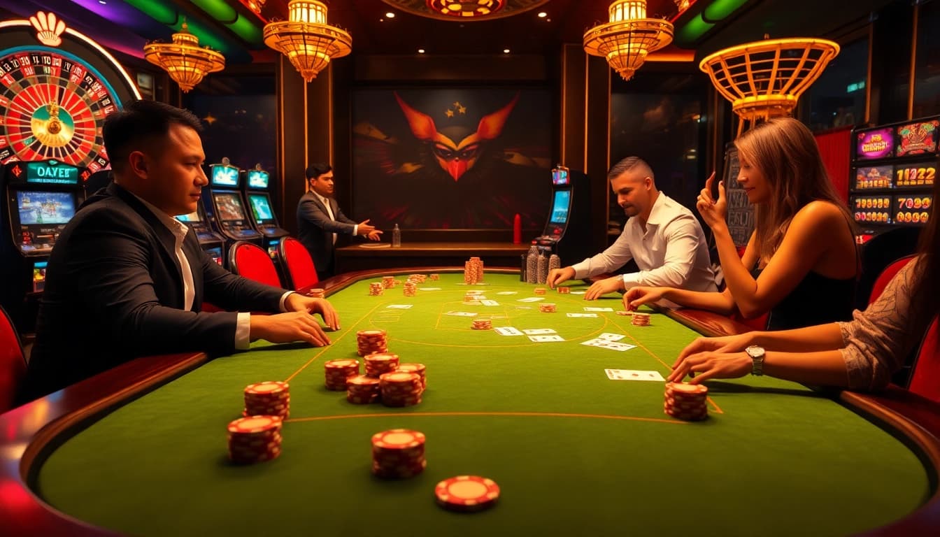 Experience thrilling poker gameplay at 88vv with vibrant chips and elegant casino tables.