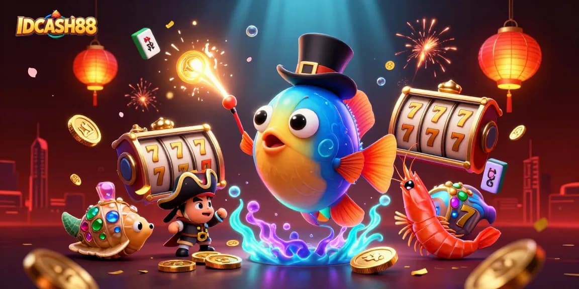 Win big at IDCASH88 with exciting slots and vibrant 3D characters in a dynamic casino scene.