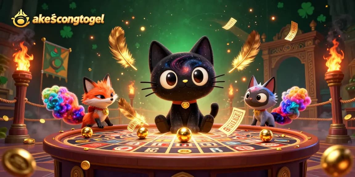 Join the excitement at aksescongtogel with a cosmic lottery scene featuring enchanting characters and golden prizes.