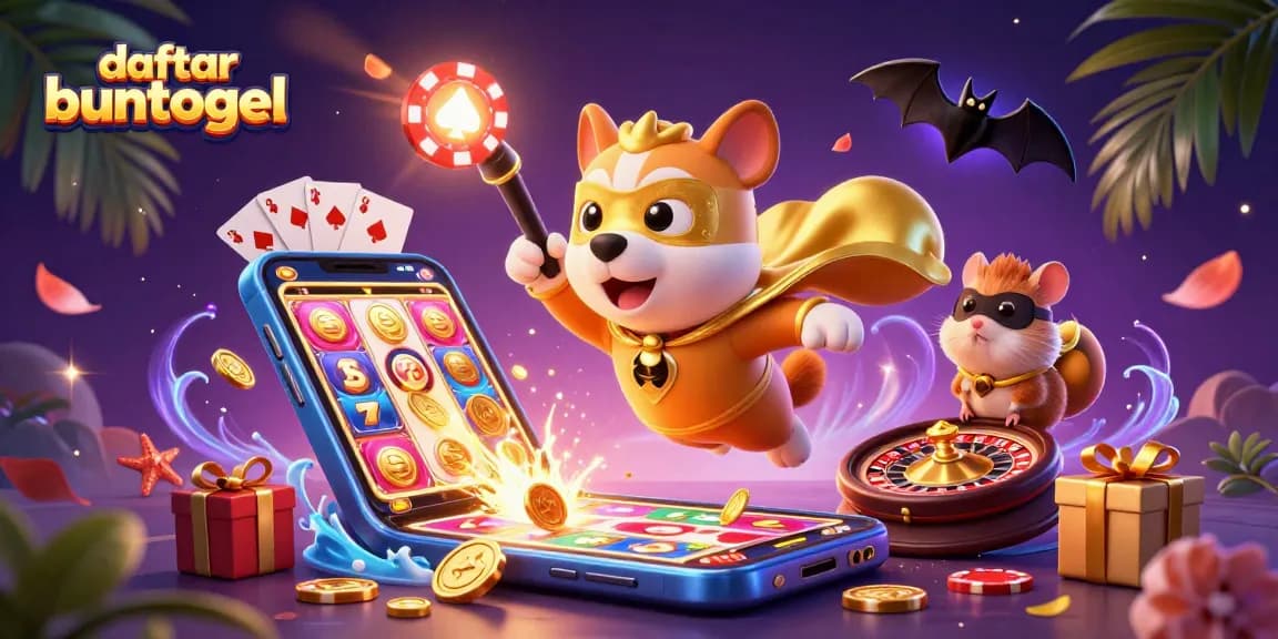 Play exciting games on daftar buntogel with animated characters revealing casino fun and gambling joy.