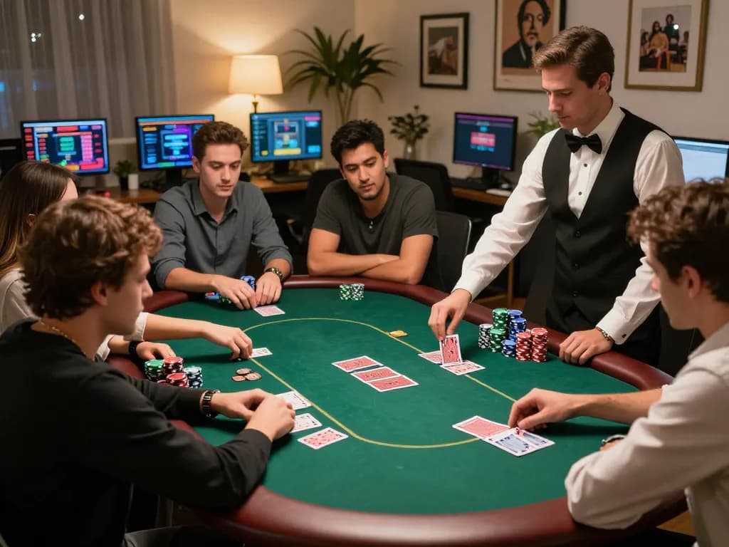 Players engaging in online poker at janadenole platform, highlighting a dynamic and exciting gambling atmosphere