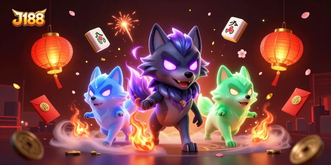 Engage with J188's thrilling casino atmosphere featuring spectral wolves and festive symbols.