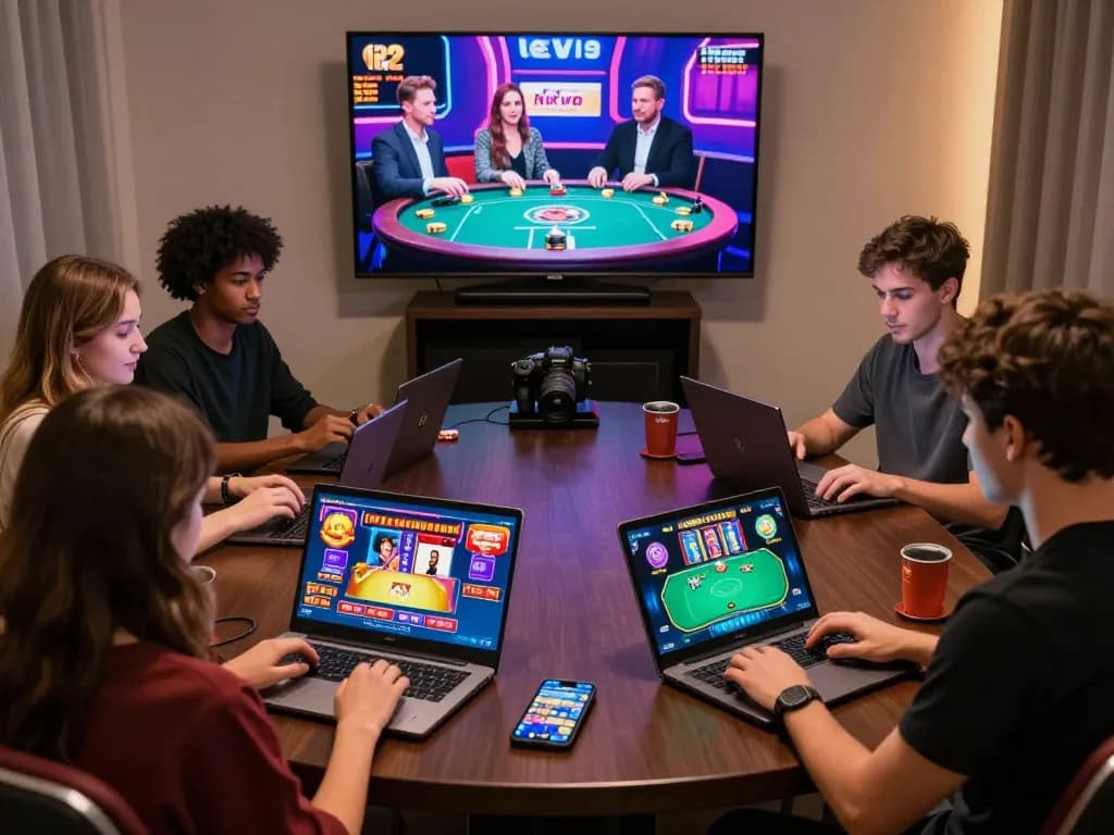 Engaged players enjoying the Rik vip gaming experience on various devices, with vibrant game graphics displayed on screens.