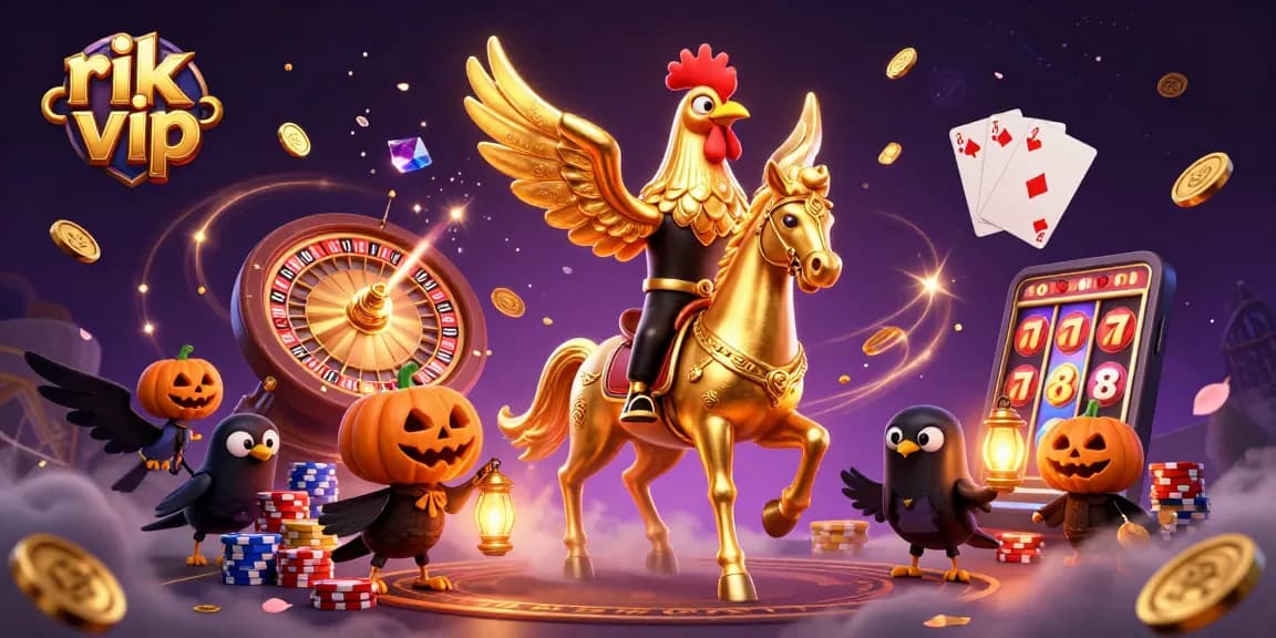 Experience the thrill of rik vip with a golden rooster and more in a dynamic casino scene.