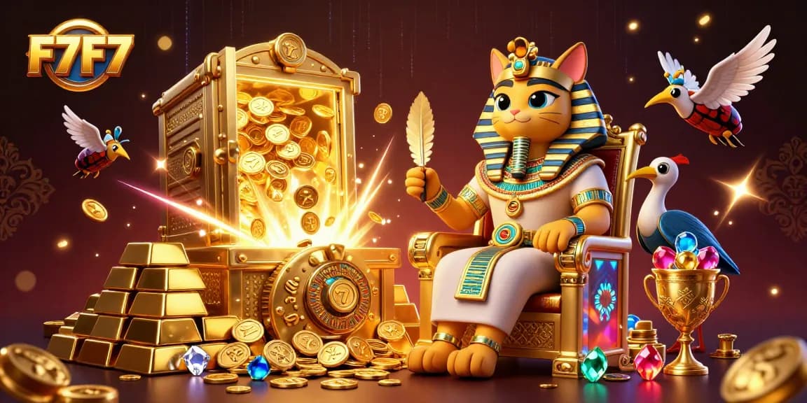 Play slots and win prizes with F7F7 in this vibrant, engaging casino illustration.