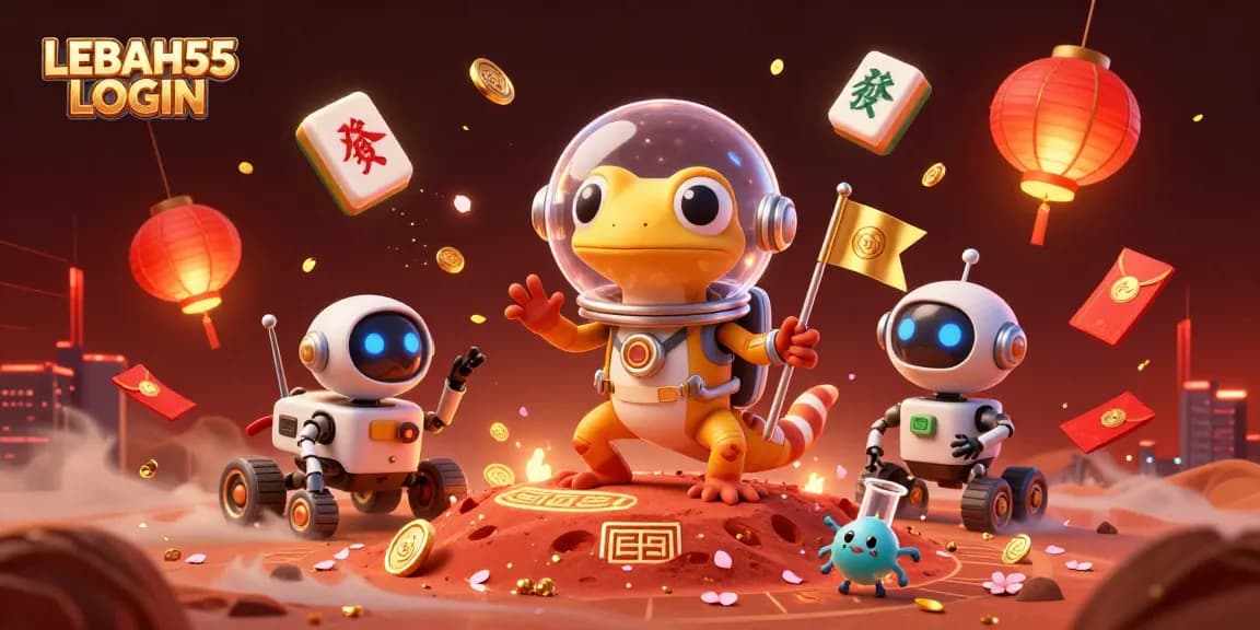 Engage with LEBAH55 LOGIN to discover a vibrant casino adventure in a Martian landscape.