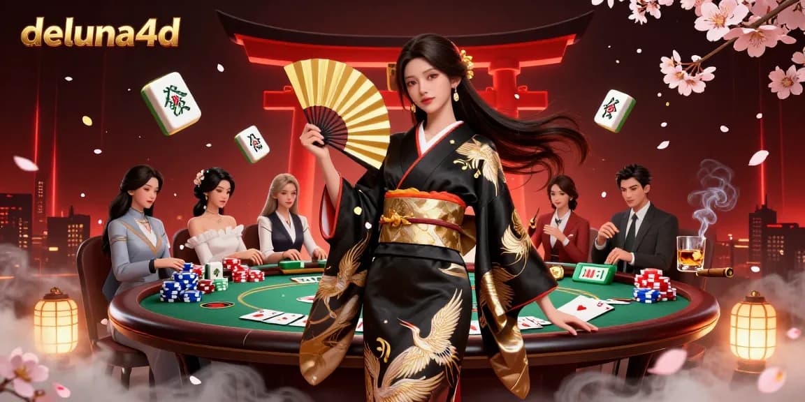 Experience winning with deluna4d at a vibrant poker scene featuring elegant Asian characters and dynamic game elements.