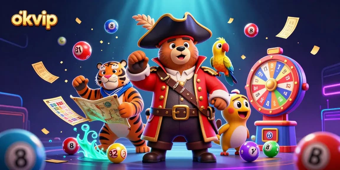 Experience exciting gaming adventures with okvip in this vibrant casino-themed 3D illustration.