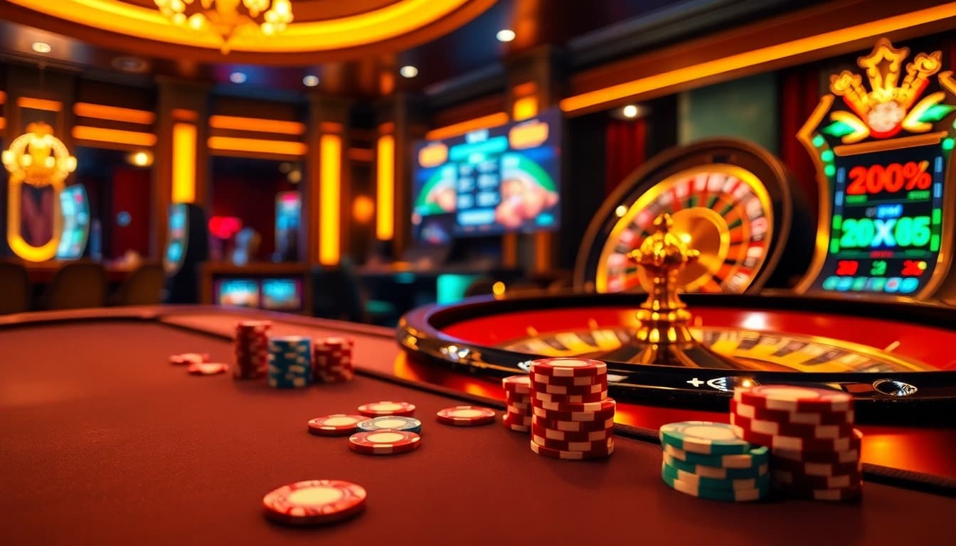 Engaging gaming experience with nhà cái lc88 featuring a vibrant casino atmosphere and betting elements.