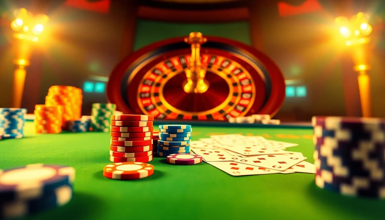 Experience the thrill of a trustworthy gambling environment with the vibrant casino table featuring nhà cái uy tín elements.
