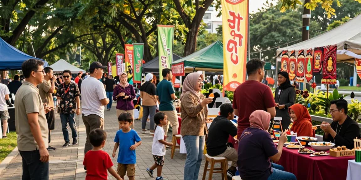 Acara komunitas lokal di Indonesia dengan Leci123 Login di antara keramaian festival.