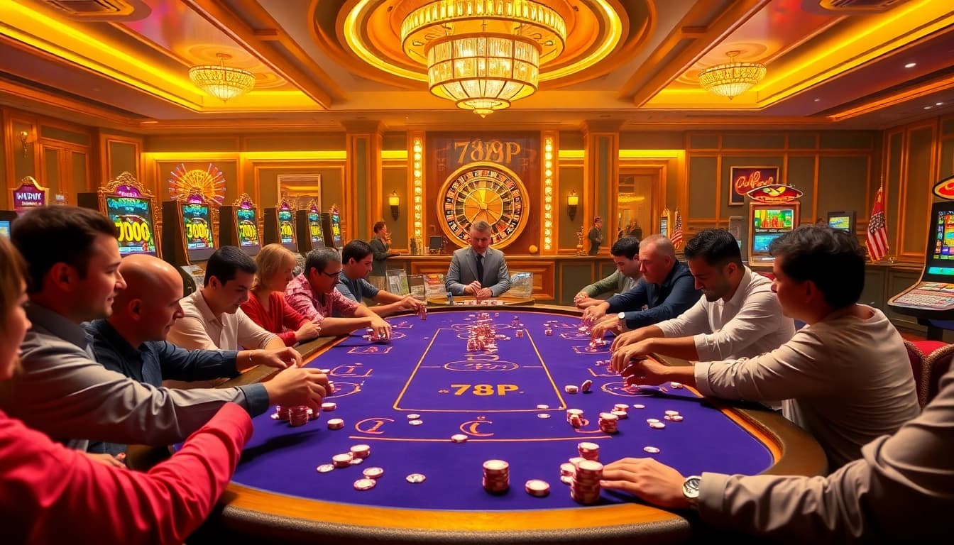 A lively poker table at 789p casino showcasing excitement and luxury in online gambling.
