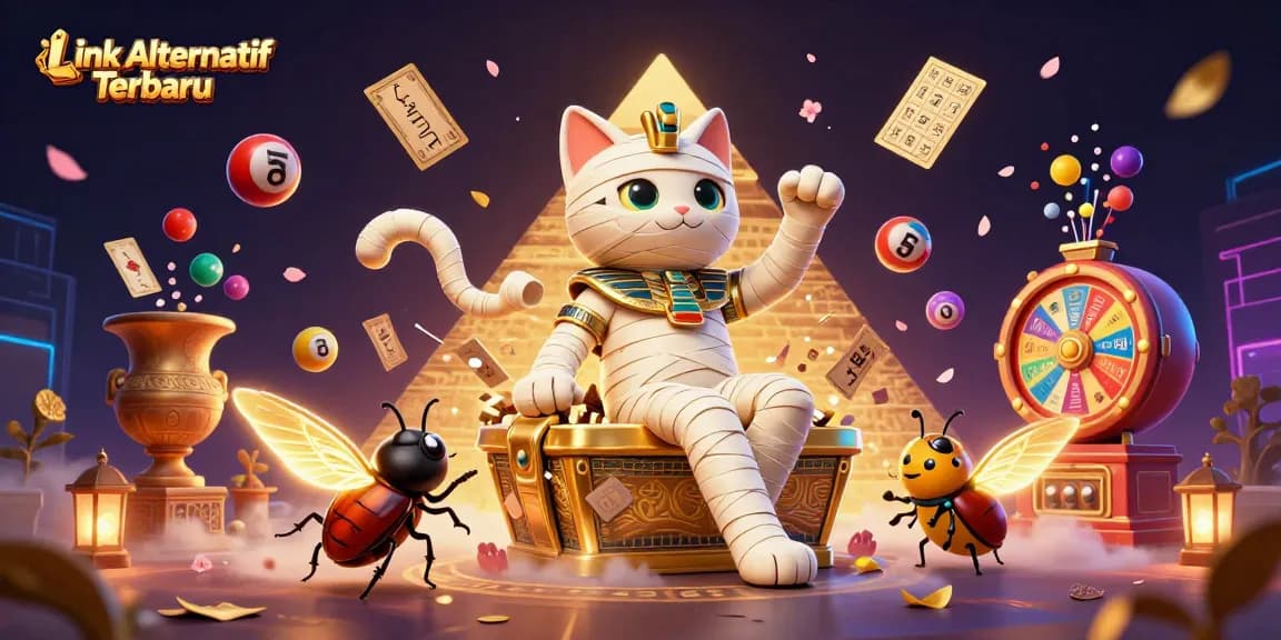 Experience the thrill of gambling adventures with Link Alternatif Terbaru, featuring a captivating Egyptian casino scene.