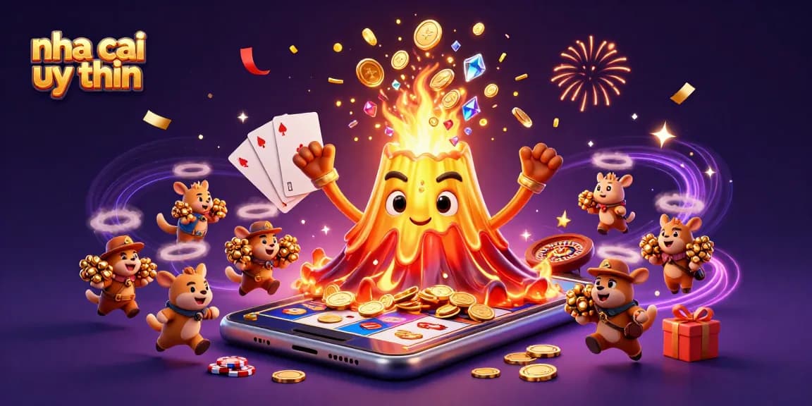 Win big at nha cai uy tin with an exciting gold volcano bursting coins and treasures!