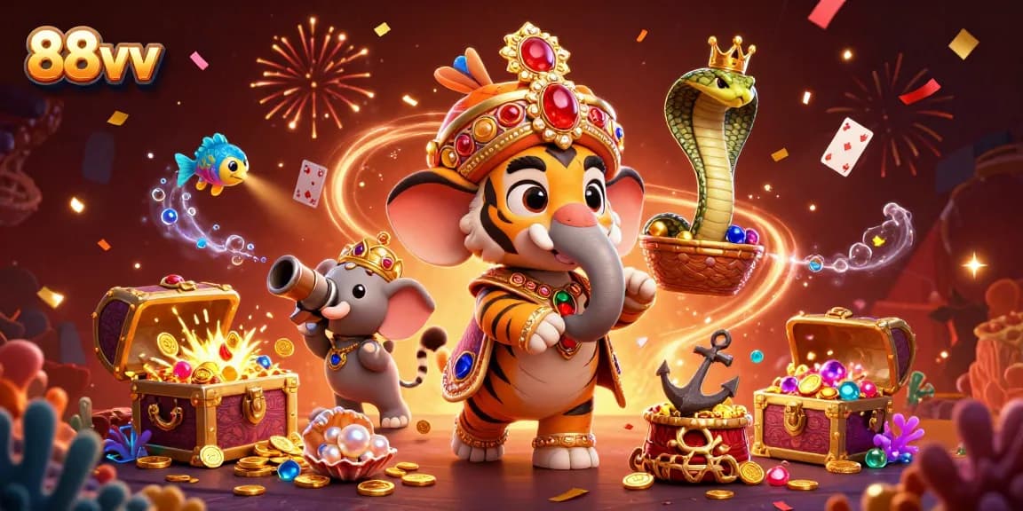 Experience an exhilarating 88vv gaming adventure with vibrant casino characters and dynamic elements.