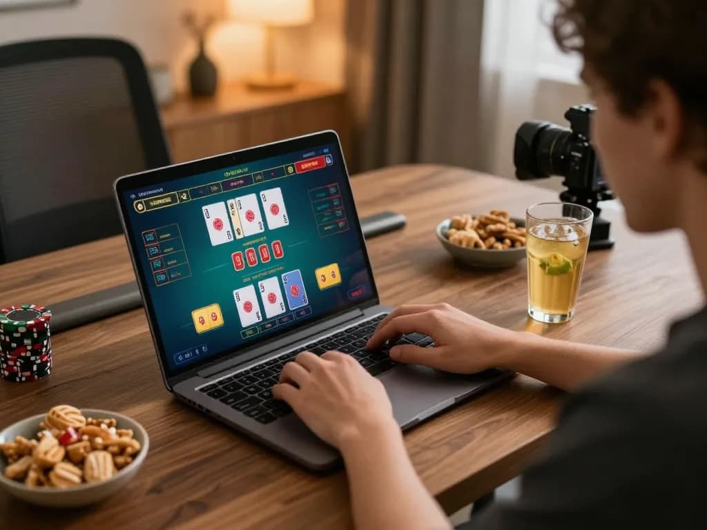 Engaging online gaming setup with CM88 live dealer blackjack in action, showcasing strategic gameplay.