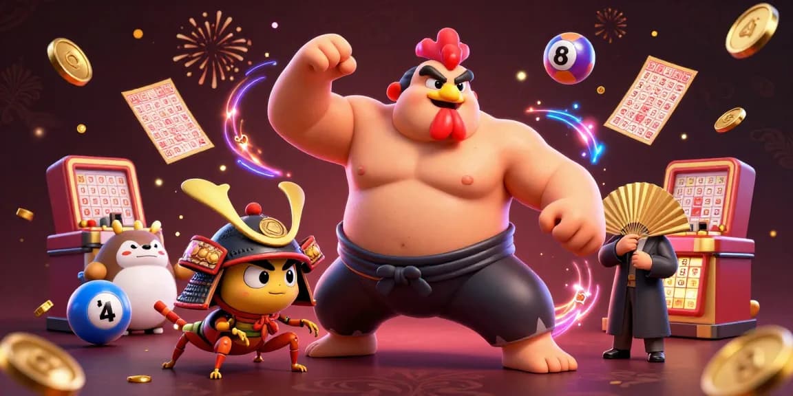 Win big with buntogel in this vibrant 3D lottery scene featuring engaging characters and dynamic elements.