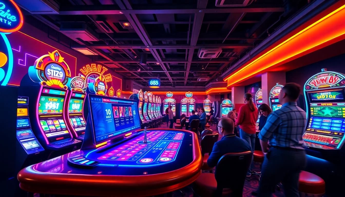 Players enjoying the excitement of new 88 casino games at a vibrant online gambling table.