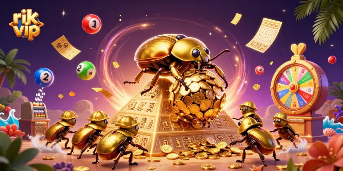 Experience the excitement of rik vip with vibrant lottery balls and dynamic casino elements.