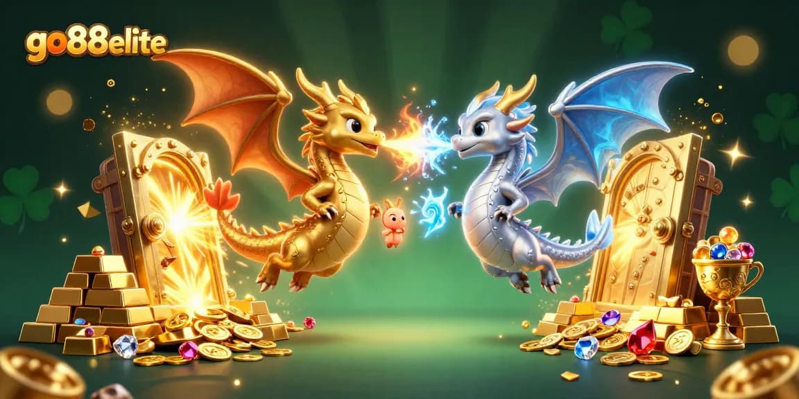 Engage with go88elite's thrilling 3D casino adventure, featuring dragons and treasure in a rich, vibrant scene.