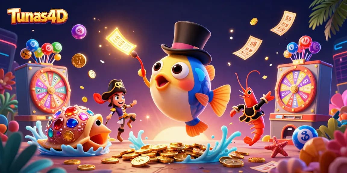 Tunas4D menghadirkan jackpot fantastis dengan bola lotere berwarna-warni dan karakter menarik dalam permainan kasino.