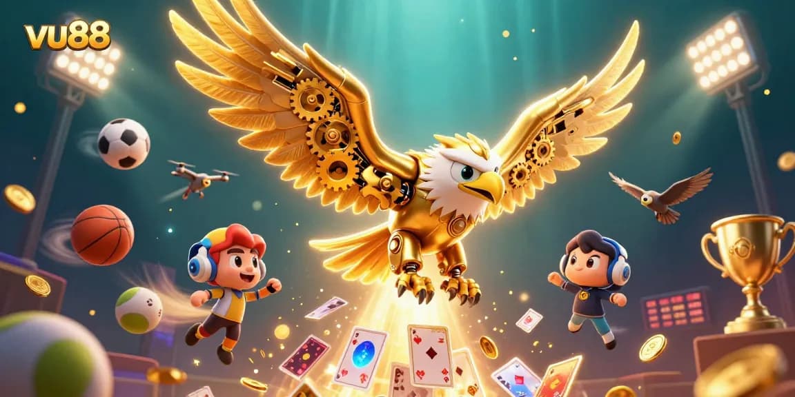 Experience thrilling wins at vu88 with our golden eagle diving through dynamic casino games.