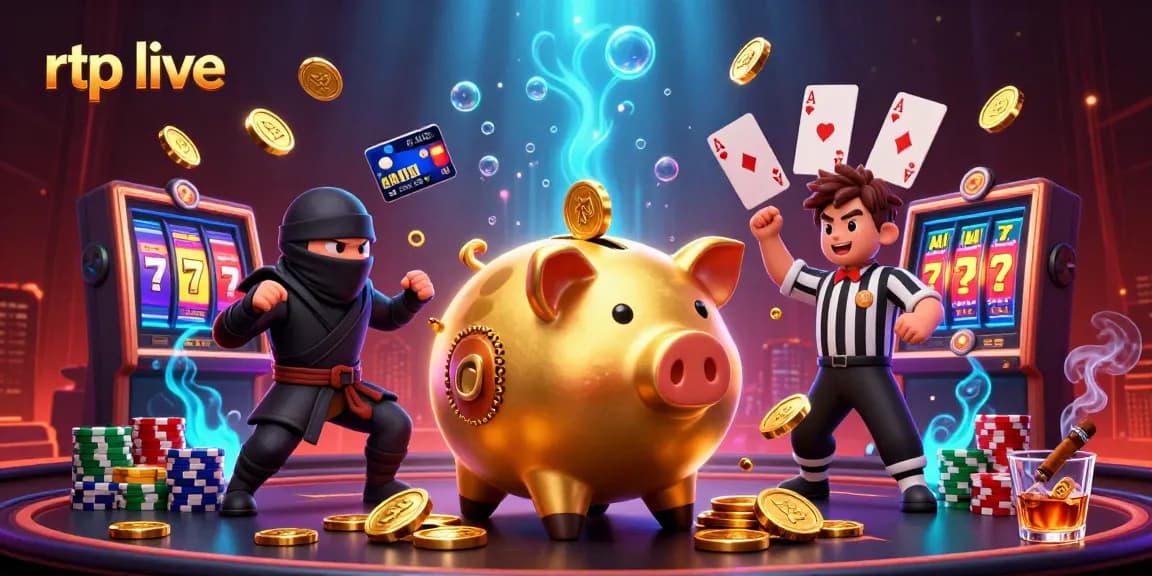 Experience thrilling rtp live gaming with dynamic action and vibrant casino elements in this colorful illustration.