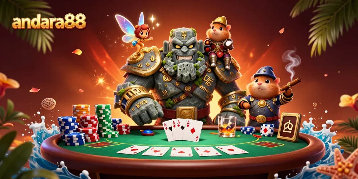 Experience thrilling gaming at andara88 featuring vibrant poker action and magical characters.