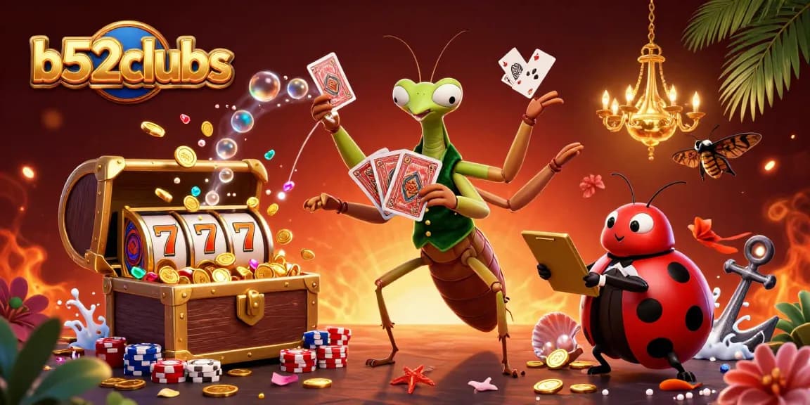 Experience thrilling gameplay at b52clubs with our vibrant 3D cartoon casino scene featuring multiple slot machines and exciting characters.