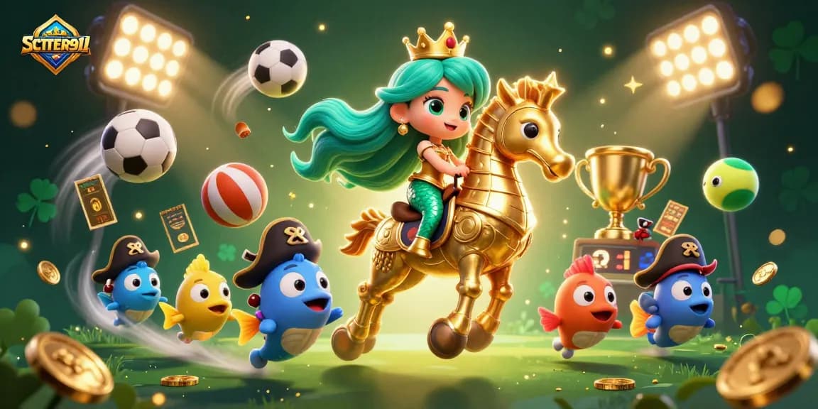 Engage in the thrilling dynamics of SCATTER911 casino with energetic mermaids, seahorses, and vibrant gaming elements.