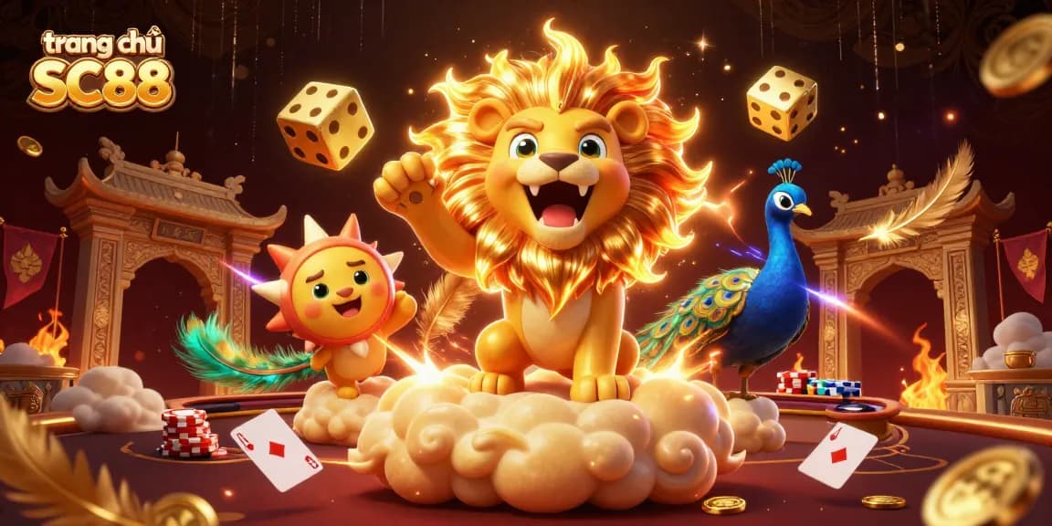 Experience the excitement of trang chủ SC88 with vibrant casino elements and a dynamic 3D scene.