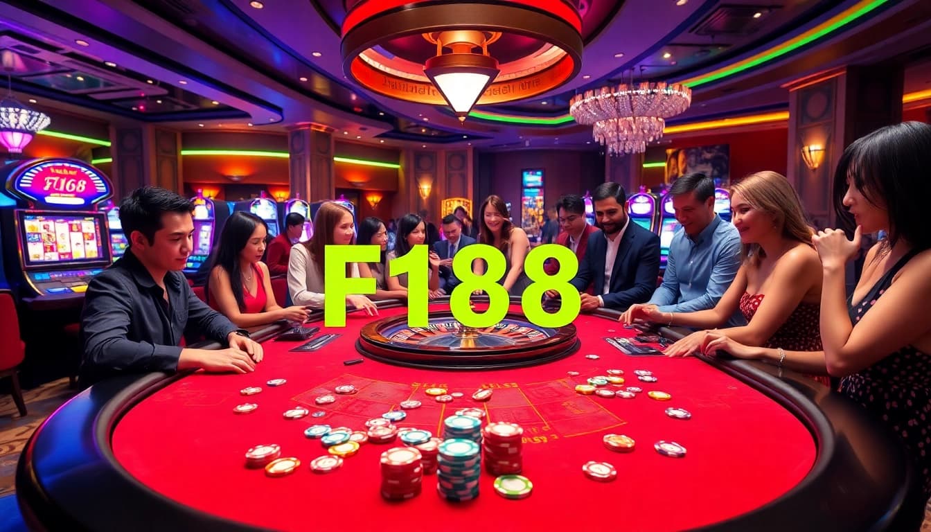 Experience F168 table games with vibrant chips and cards, showcasing thrilling gameplay.