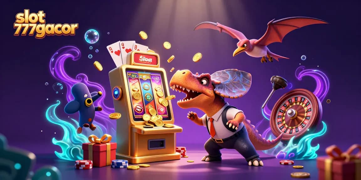 Catch flying golden coins with slot 777 gacor as pachycephalosaurus wins big at the casino!