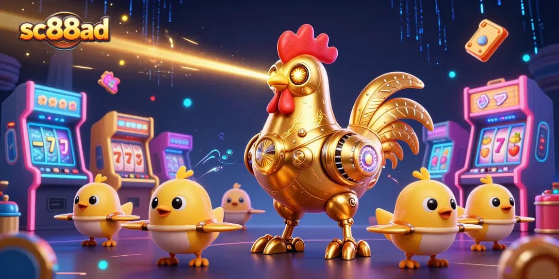 Experience dynamic gameplay with sc88ad's vibrant casino themes featuring a golden rooster robot.
