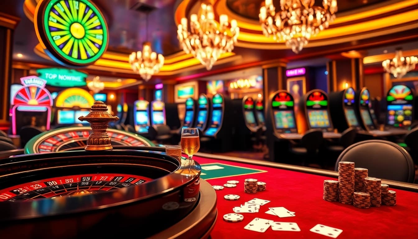 Experience luxury gaming at https://topnohu.one/ with vibrant slot machines and poker tables.