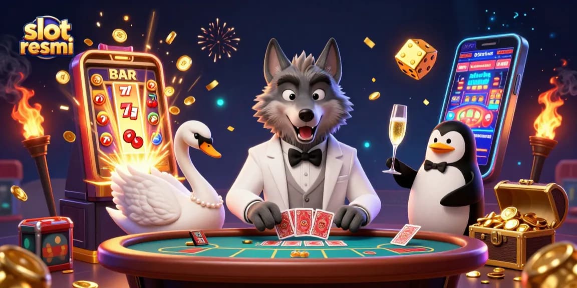 Permainan slot resmi menghidupkan suasana kasino dengan mesin slot yang meledak penuh koin.