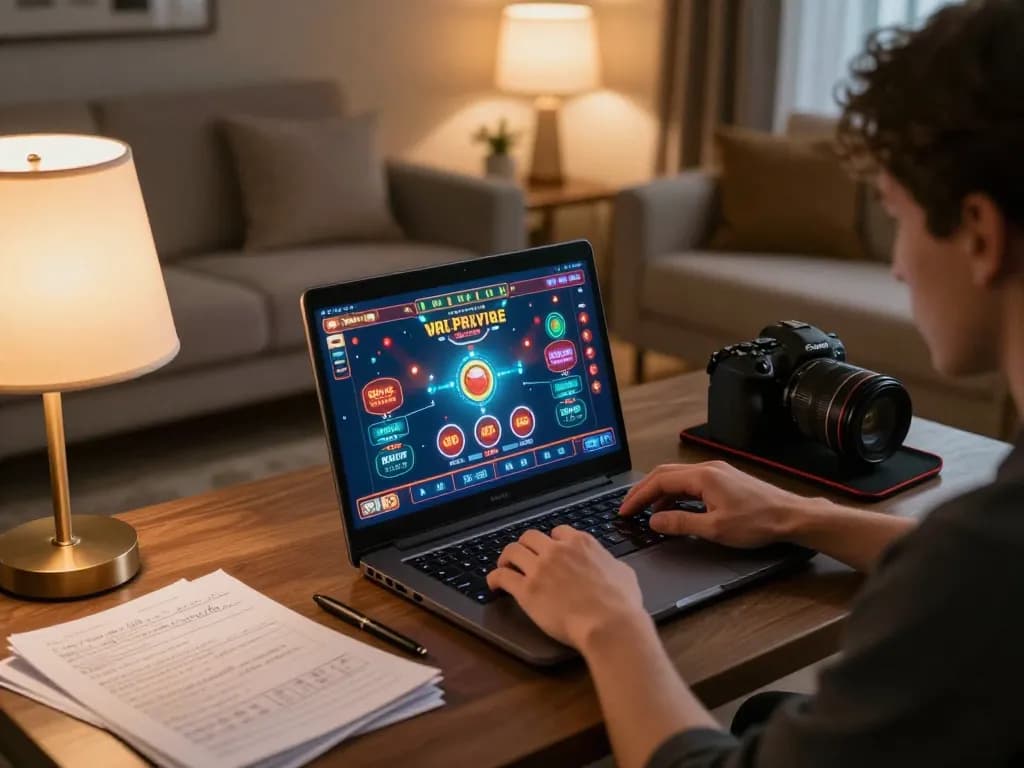 Playing online casino games at home on ledaonline with a laptop in a cozy setting.