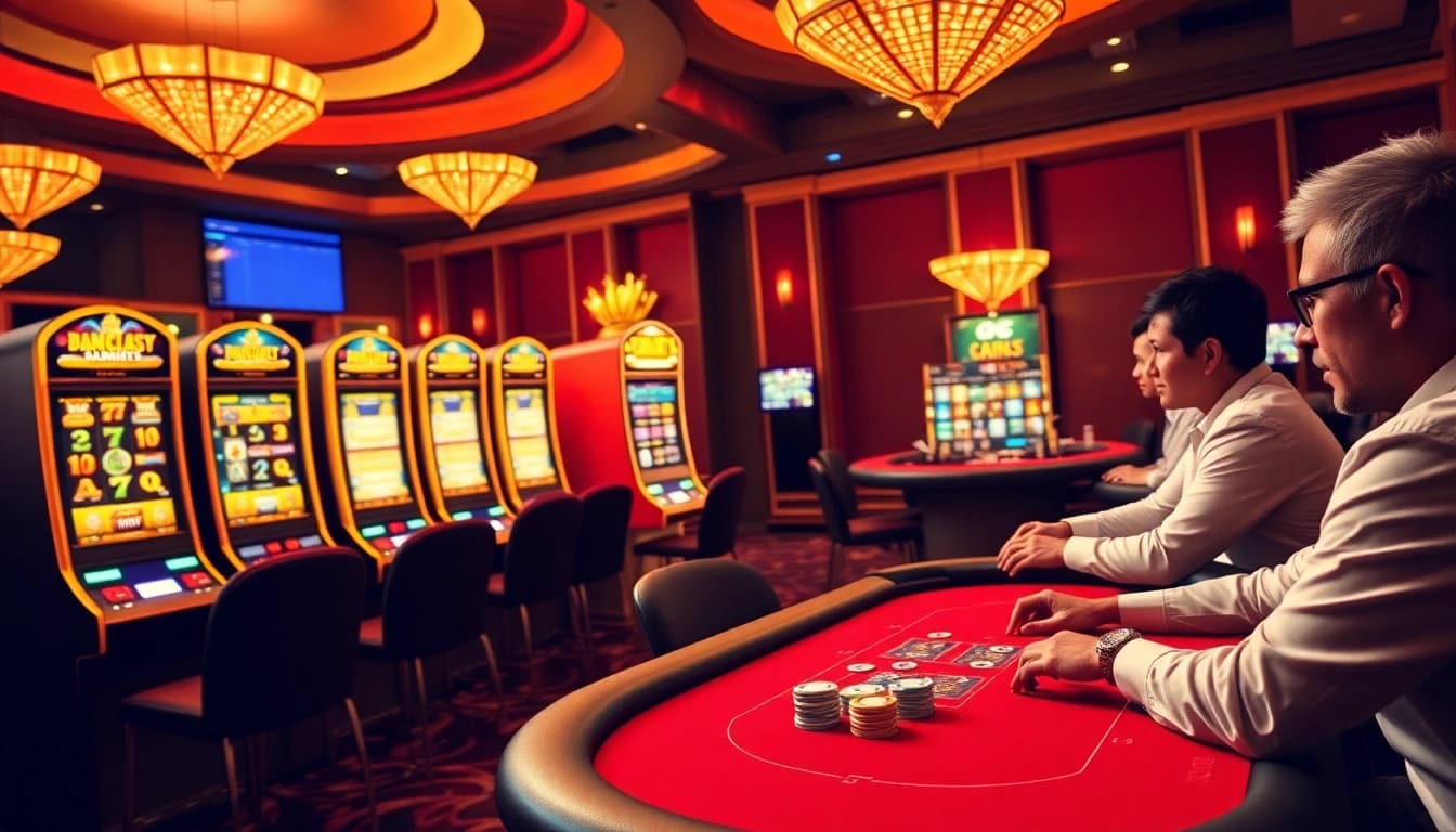 Engaging gaming scene featuring Onicplay's top slot machines and poker tables.