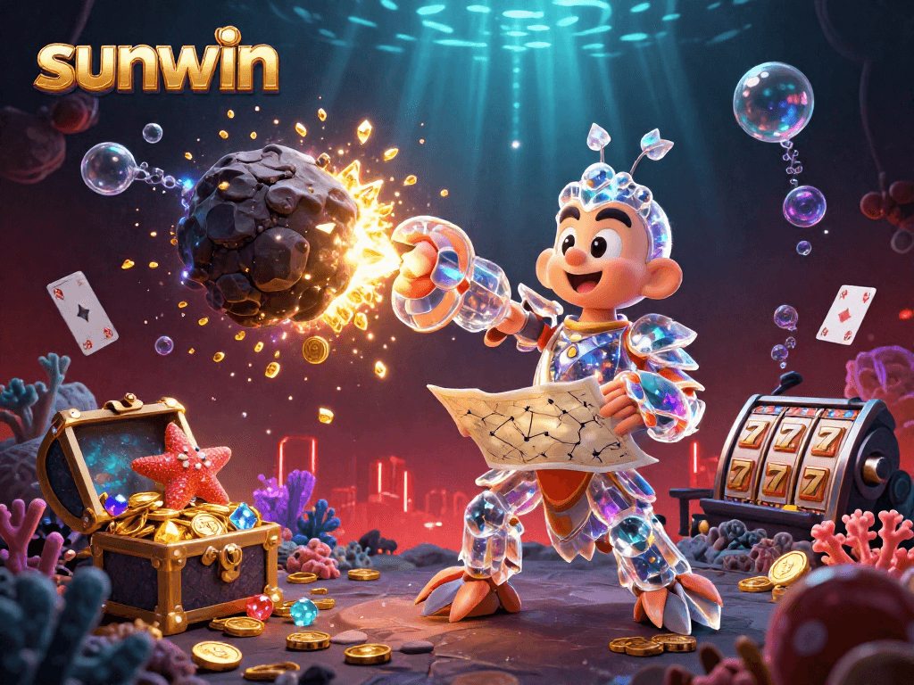 Join the excitement at sunwin, where a galactic samurai mantis shrimp unleashes golden gems in an underwater casino adventure.