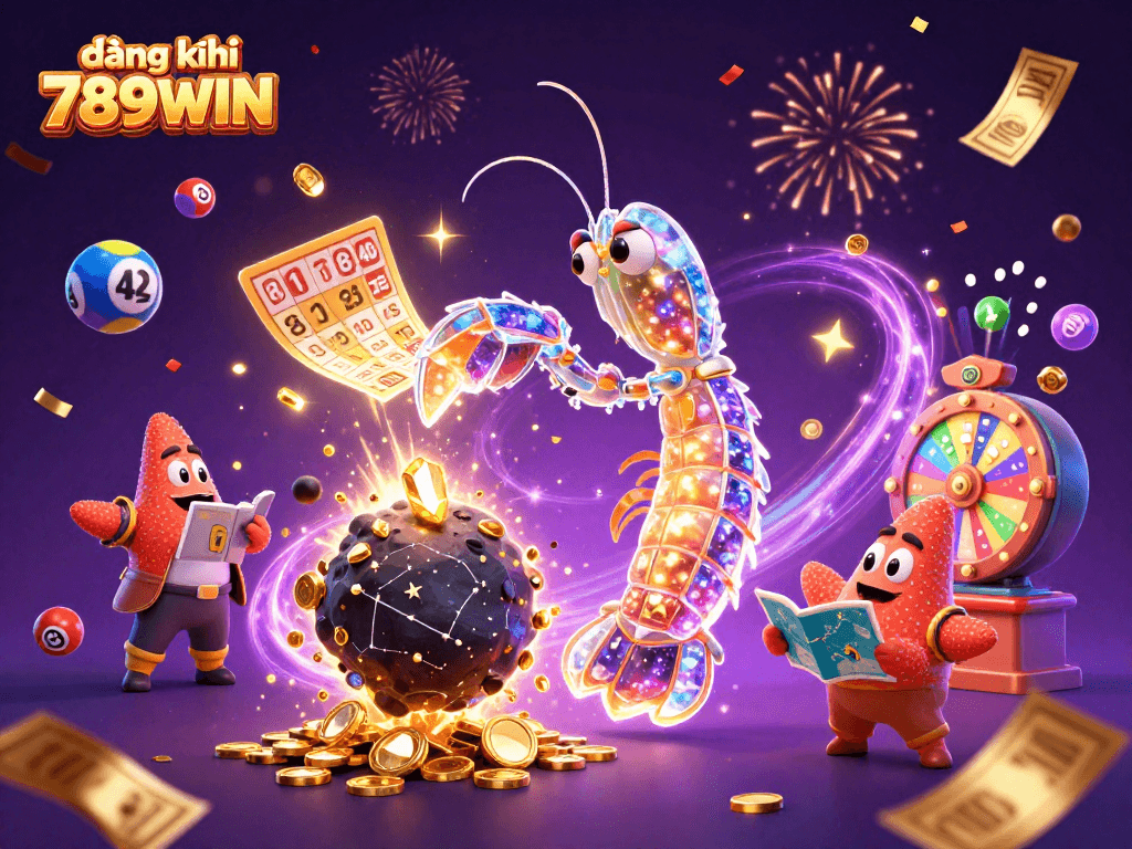Engage in thrilling gameplay with đăng ký 789WIN, featuring a vibrant galaxy of colorful lottery elements.