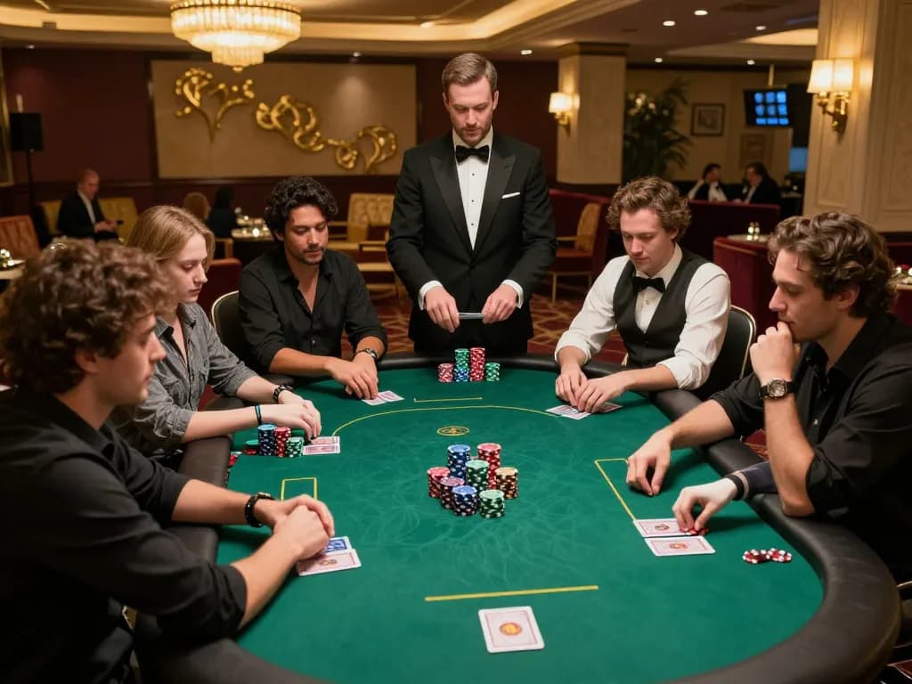 TT88 players engaged in an intense poker match, showcasing high-stakes gambling strategy.