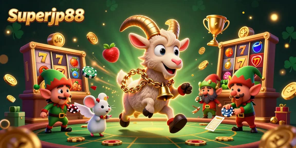 Experience thrilling slots on superjp88 with festive Krampus and lively casino elements, showcasing excitement!