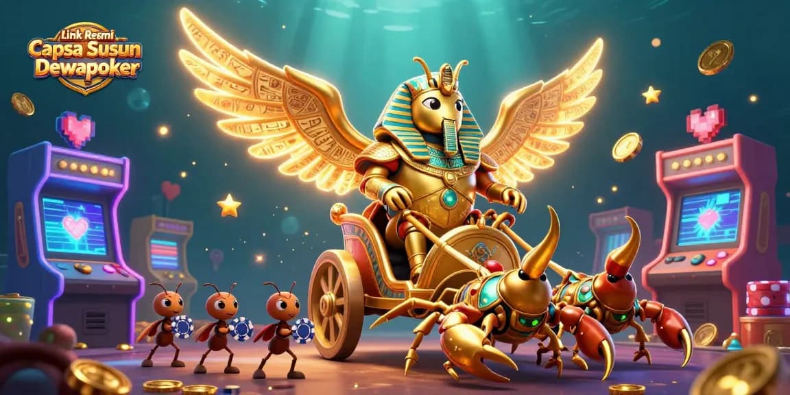 Engage with Link Resmi Capsa Susun Dewapoker through a vibrant 3D casino scene.