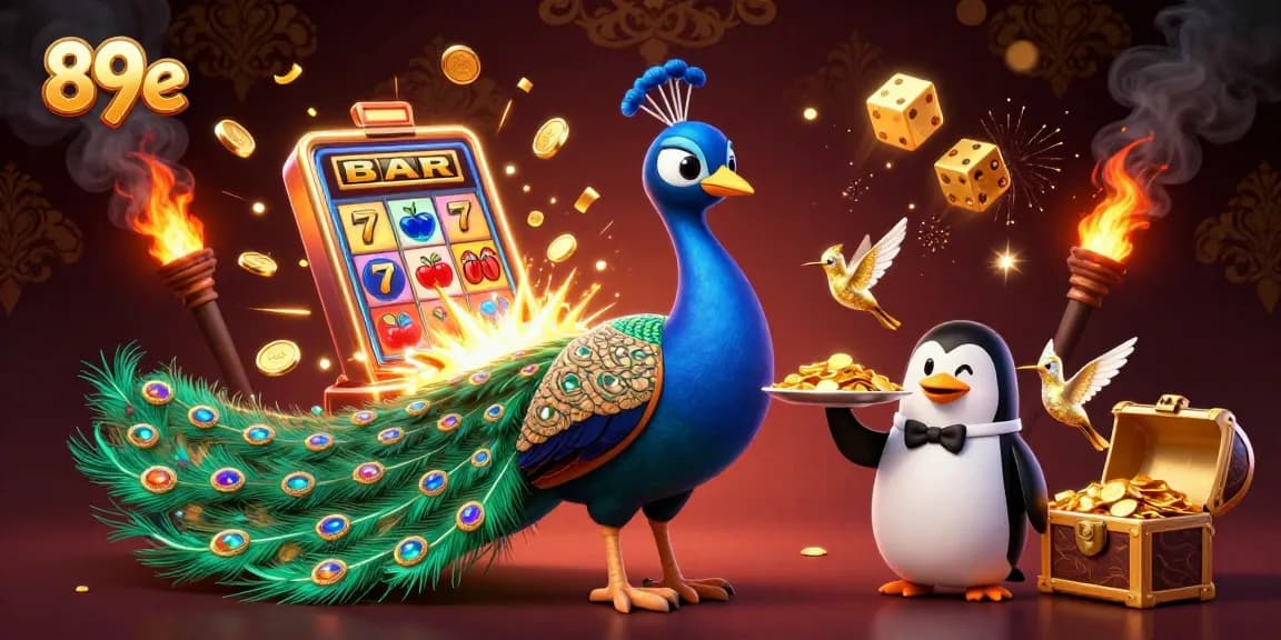 Engage your luck at 89e with colorful slot games and vivid casino elements illustrated in 3D.