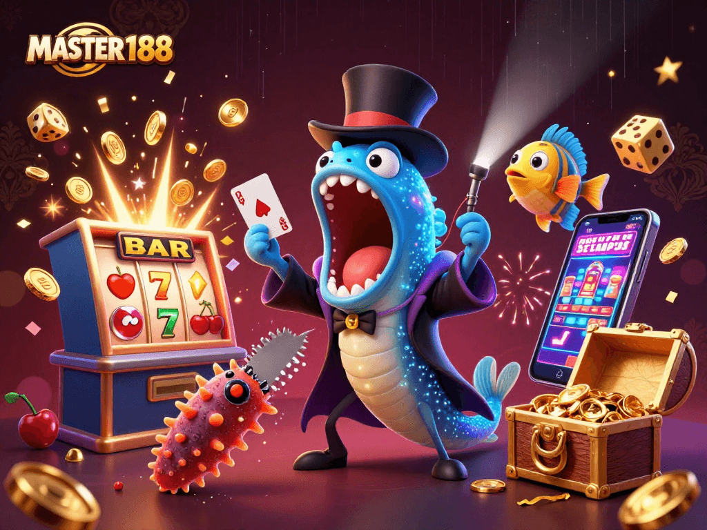 Experience the excitement of MASTER188 with animated casino magic and vibrant colors
